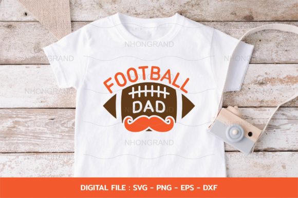 American Football Dad with Mustache Graphics for Crafts