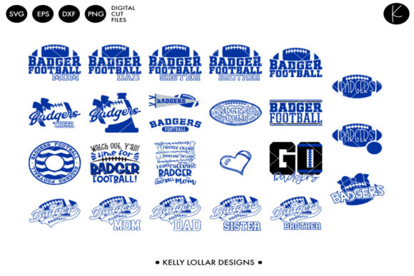 Badgers Football Bundle Blue Graphics for Crafts