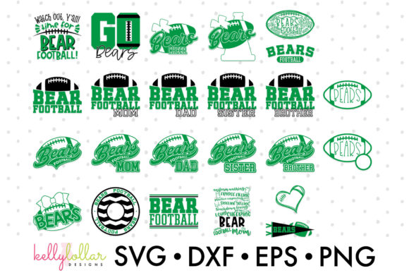 Bears Football Bundle Green: Graphics for Crafts & Spirit