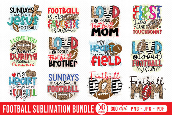 Football Sublimation Bundle: Graphics for Crafts & Branding