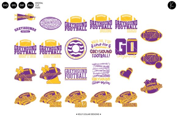 Greyhounds Football Bundle Purple Gold Graphics