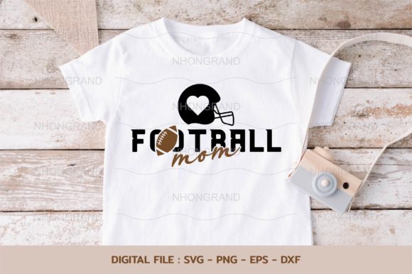 Mom Love American Football with Heart Graphics